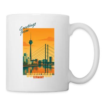 Dusseldorf Vintage Travel Illustration -Germany - Mug - white - Right