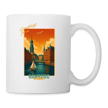 Hamburg Vintage Illustration de Voyage - Allemagne - Mug blanc - blanc - Droite