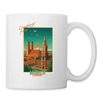 München Vintage Reise Illustration - Deutschland - Tasse - Weiß - Rechts