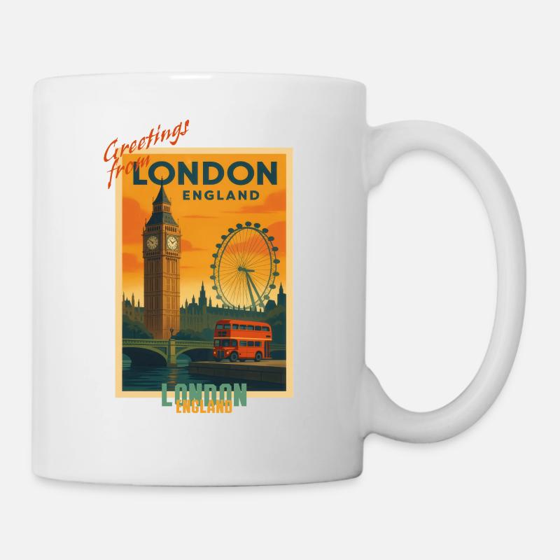 Illustration de voyage vintage à Londres - Angleterre - Mug blanc - blanc
