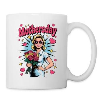 Supermom – Popart Muttertagsmotiv - Tasse - Weiß - Rechts