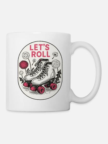 Let's Roll Retro Rollschuhe - Tasse - Weiß