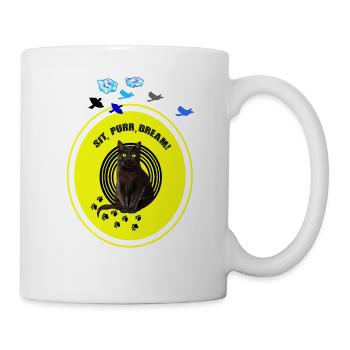 Verträumte schwarze Katze mit Cyber-Zitronen-Attitüde - Tasse - Weiß - Rechts