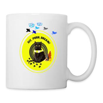 Verträumte schwarze Katze mit Cyber Lemon Bandana - Tasse - Weiß - Rechts