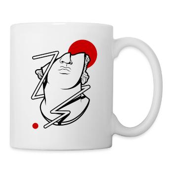 Antike Figur, Kopf - Tasse - Weiß - Rechts