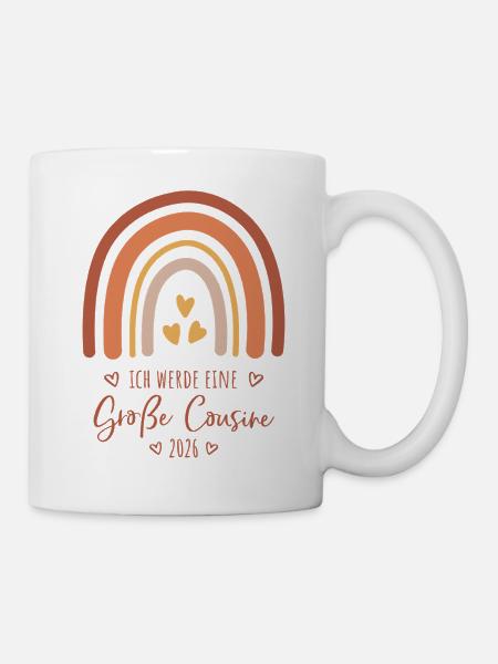 Große Cousine 2026 Regenbogen - Tasse - Weiß