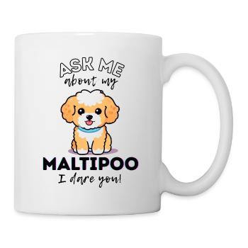 Posez-moi des questions sur mon Maltipoo – Drôle de propriétaire de chien Dare - Mug blanc - blanc - Droite