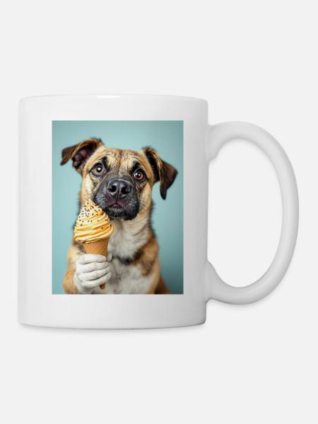 Hund mit Eis - Tasse - Weiß
