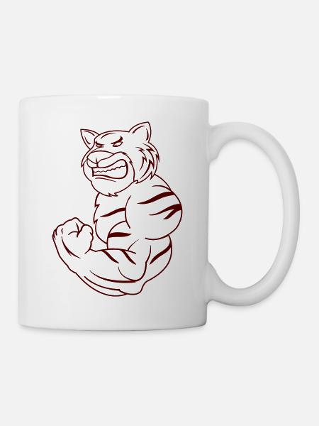 tiger comic fitness - Tasse - Weiß