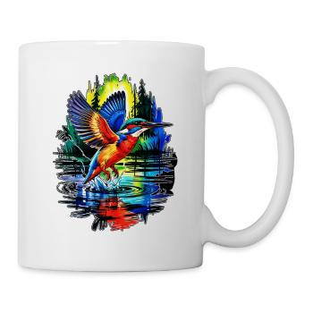 Majestätischer Eisvogel – Farbenspiel am Wasser - Tasse - Weiß - Rechts
