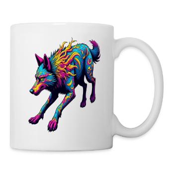 Loup courant psychédélique – Neon Fantasy Animal Art - Mug blanc - blanc - Droite