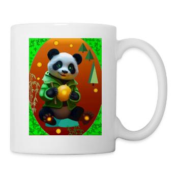 Cyber Panda mit Neon Zitrone - Tasse - Weiß - Rechts