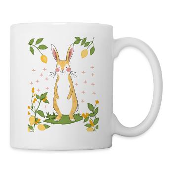 Niedliches Cartoon-Kaninchen mit Zitronen - Tasse - Weiß - Rechts