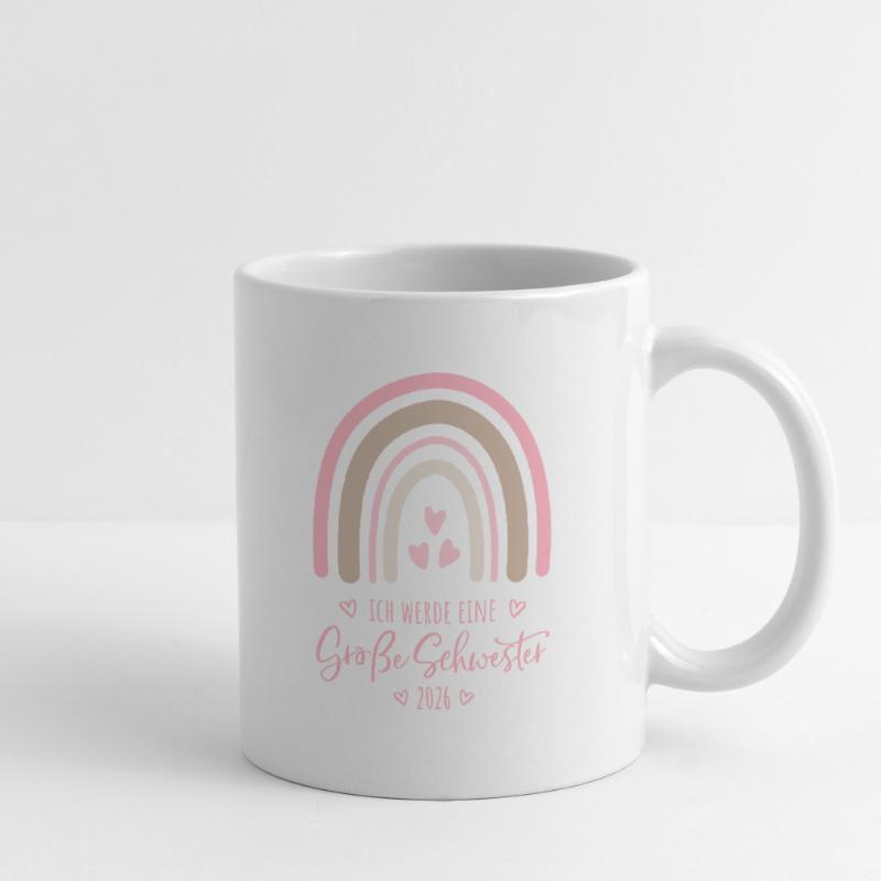 Ich werde eine große Schwester 2026 Regenbogen Tasse