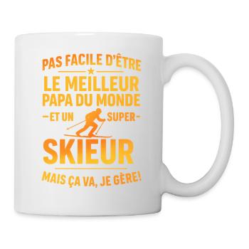 Papa skieur cadeau fête des pères Noël Ski - Mug blanc - blanc - Droite
