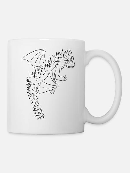 Nuri le petit dragon, noir - Mug blanc - blanc