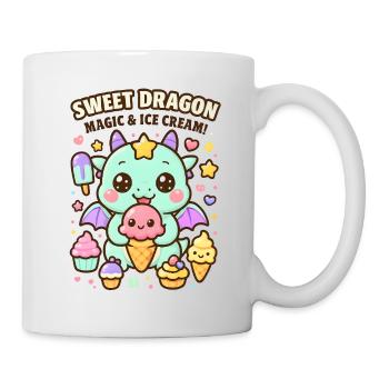 Dragon mignon, sucré kawaii aux délices crémeux - Mug blanc - blanc - Droite