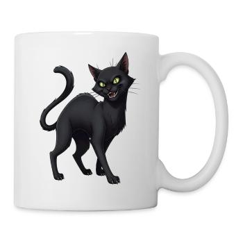 Schwarze Katze - Tasse - Weiß - Rechts