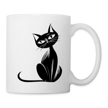 Schattenblick – Retro Katze - Tasse - Weiß - Rechts