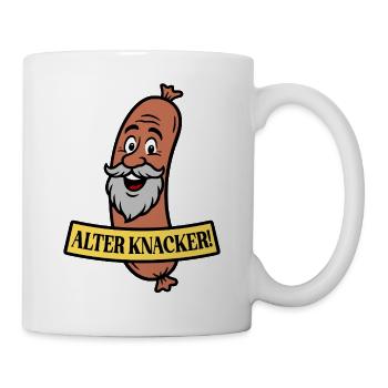 Alter Knacker - Wurst Motiv alter Mann - Tasse - Weiß - Rechts