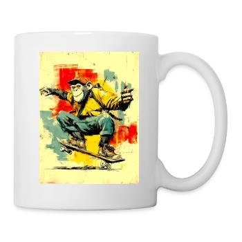 Cool monkey sur le skateboard - moderne, élégant - Mug blanc - blanc - Droite