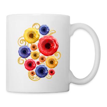 Bunte Blumen (Wasserfarben) - Tasse - Weiß - Rechts