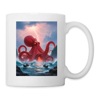 Akkorokamui, roter Oktopusgott des Ainu-Japanisch - Tasse - Weiß - Rechts