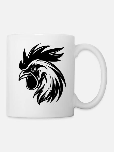 Hahnenkopf Vektorgrafik - Tasse - Weiß