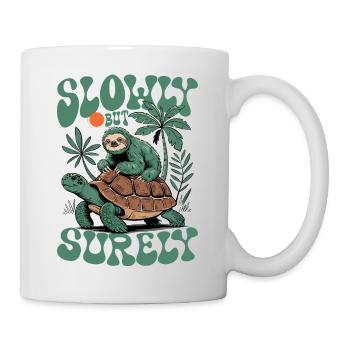 Langsam aber sicher Schildkröte und Faultier - Tasse - Weiß - Rechts
