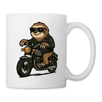 faultier motorrad - Tasse - Weiß - Rechts