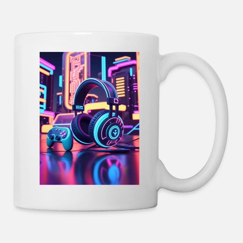 Neon Gaming Headset Design - Tasse - Weiß
