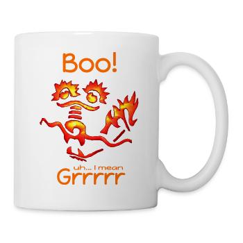 Fiery Cartoon Dragon with Humorous Text Boo! - Mug - white - Right