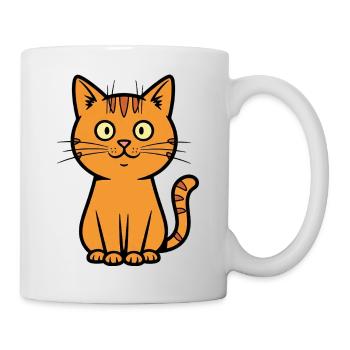 Verspielte Katzenillustration für Kinder - Tasse - Weiß - Rechts