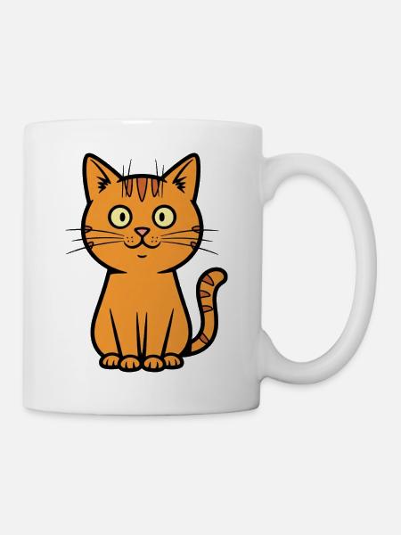 Verspielte Katzenillustration für Kinder - Tasse - Weiß