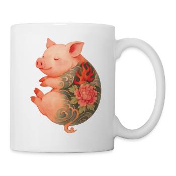 Tätowiertes Ferkel – Friedliche Tinte - Tasse - Weiß - Rechts