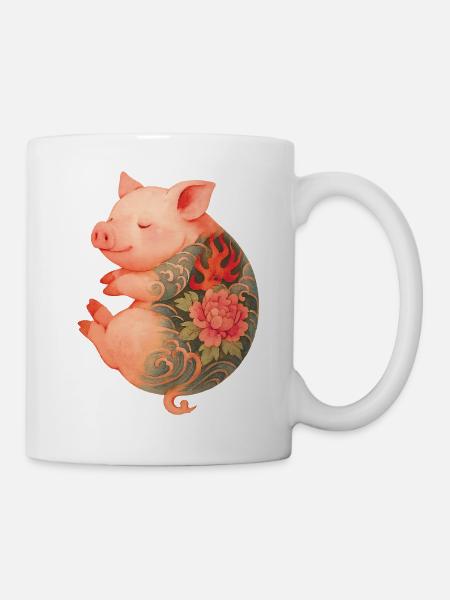 Tätowiertes Ferkel – Friedliche Tinte - Tasse - Weiß