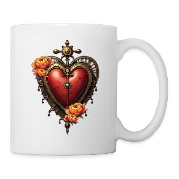 Vintage Watch Heart with Flowers - Mug - white - Right