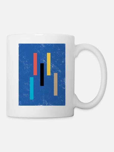 Abstrakte Farbblöcke auf Blauem Hintergrund - Tasse - Weiß