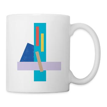 Abstraktes geometrisches Gesicht auf T-Shirt - Tasse - Weiß - Rechts