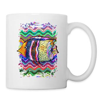 Colorful Fish Watercolor on Ocean Background - Mug - white - Right