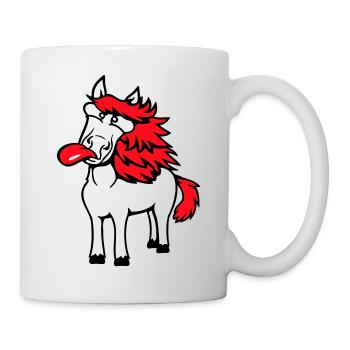 Pferd Verrückt Zunge rausstrecken komisch albern - Tasse - Weiß - Rechts
