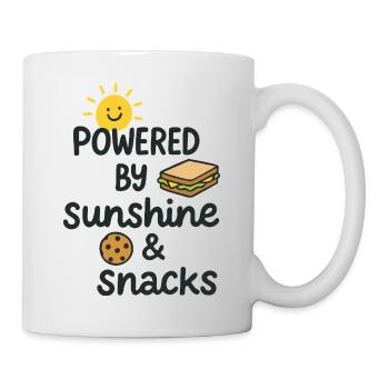 Powered by Sunshine&Snacks. Lustiges Food-Design. - Tasse - Weiß - Rechts