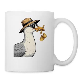 Lässige Möwe mit Sonnenhut und Sonnenbrille - Tasse - Weiß - Rechts
