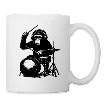 Grim monkey on drums - Mug - white - Right