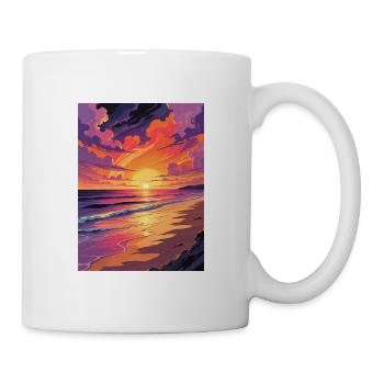 Coucher de soleil tropical sur Art Beach - Mug blanc - blanc - Droite
