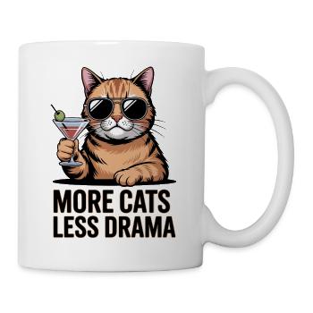 Mehr Katzen Weniger Drama Katzen-Cocktail - Tasse - Weiß - Rechts