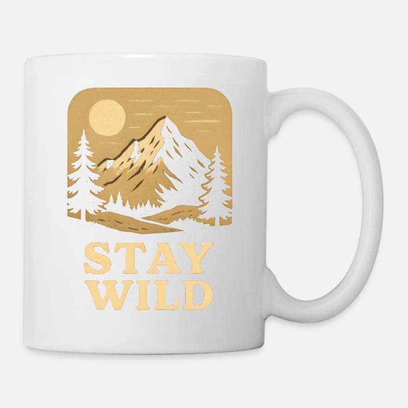 Wilderness Mountains with Moon and Trees - Mug - white