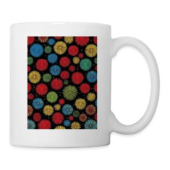 Buntes Feuerwerk auf schwarzem Hintergrund - Tasse - Weiß - Rechts