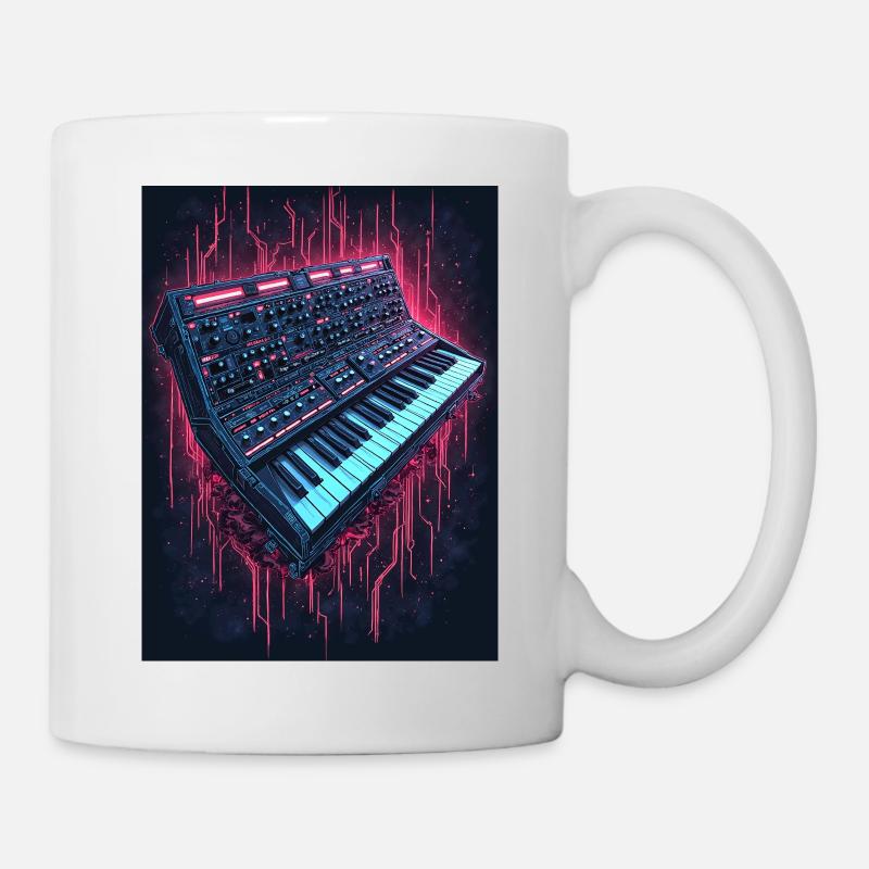 Neon Synthesizer Music Design - Mug - white