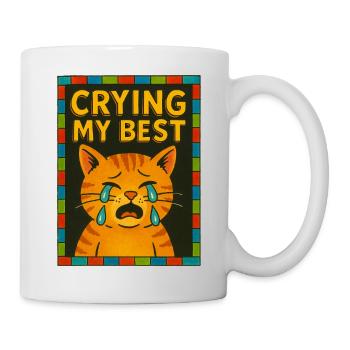 Weinende Katze emotional - Tasse - Weiß - Rechts
